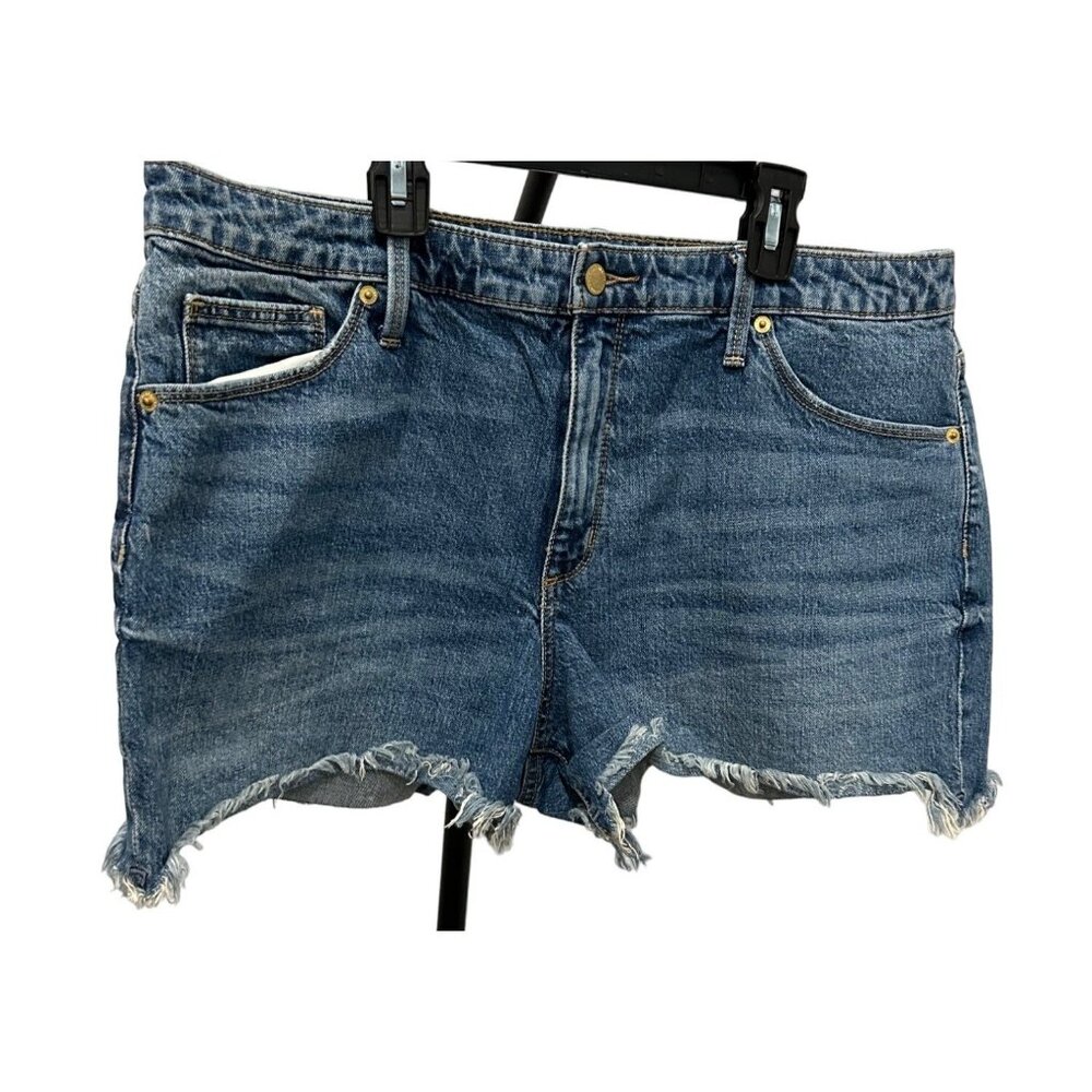 Universal Thread Womens High Rise Shortie Denim Shorts Frayed Hem Size 16 - Picture 3 of 9